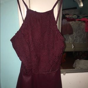 Maroon leather pebble, tank top.